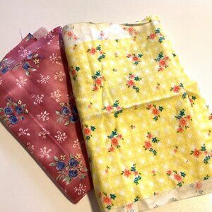 Two Pieces of Floral Fabric Flannel Material Sewing Quilting Crafting